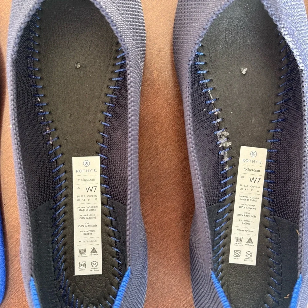Rothy's Women’s The Point Maritime Navy‎ Slip On Flats Ballet, Size 7